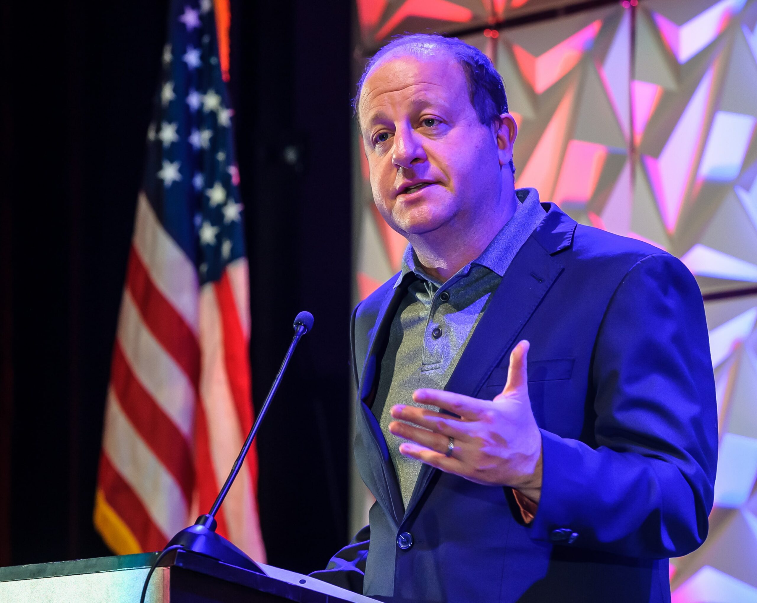 Governor Jared Polis speaks at the Denver Metro Chamber's 2023 State of the State event